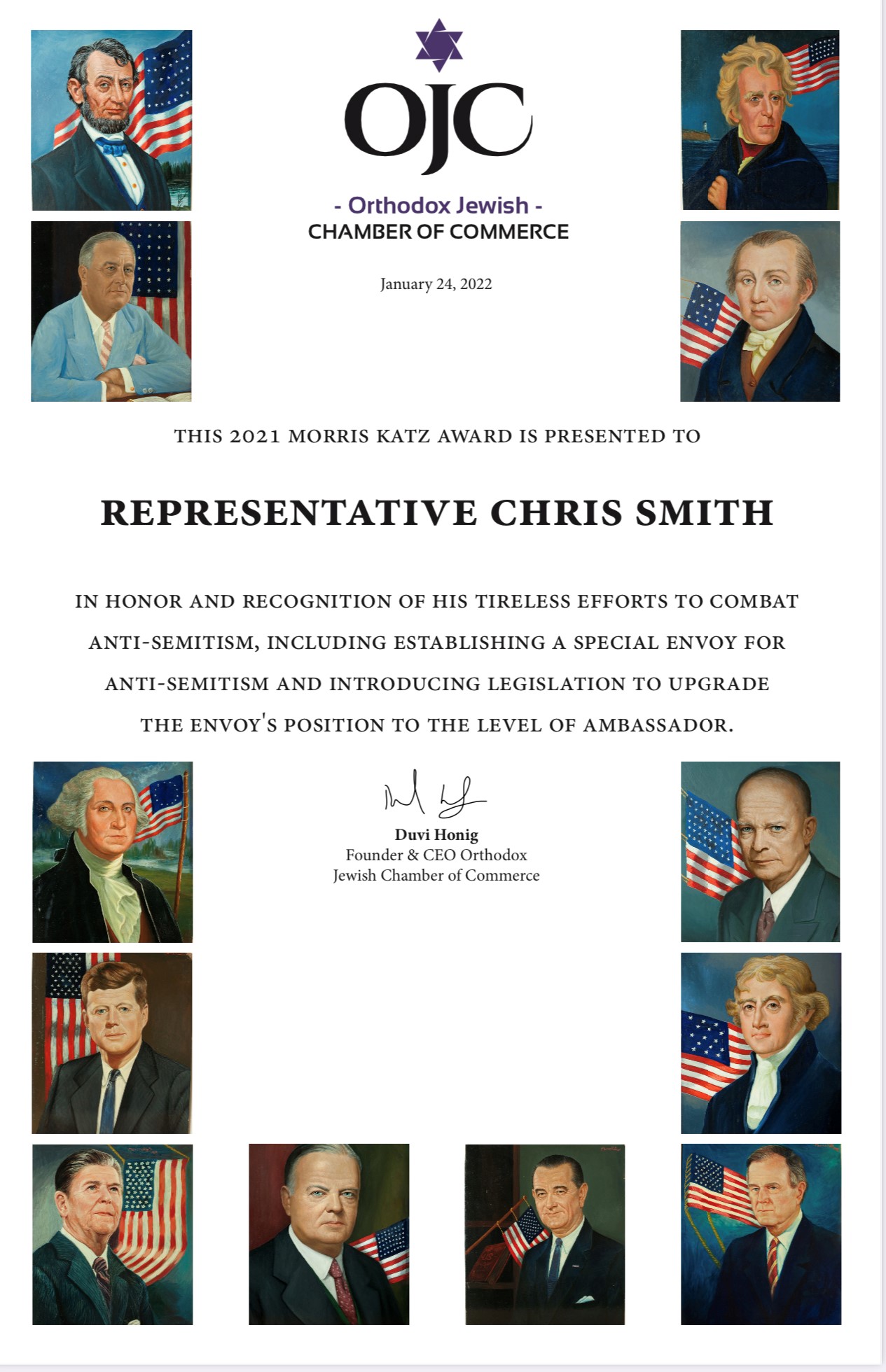 Orthodox Jewish Chamber of Commerce Hosts Top Government Officials at VIP Dinner